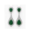Image 1 : 13.6 ctw Emerald & Diamond Earrings 18K White Gold - REF-343K6Y