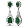 Image 2 : 13.6 ctw Emerald & Diamond Earrings 18K White Gold - REF-343K6Y