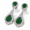 Image 3 : 13.6 ctw Emerald & Diamond Earrings 18K White Gold - REF-343K6Y
