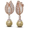 Image 2 : 4.77 ctw Diamond Golden Pearl Earrings 18K Rose Gold - REF-361R8K