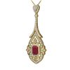 Image 3 : 10.47 ctw Ruby & Diamond Necklace 18K Yellow Gold - REF-525F5M