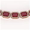 Image 3 : 58.59 ctw Ruby & Diamond Micro Pave Halo Necklace 10k Rose Gold - REF-777F8M