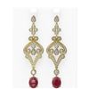 Image 1 : 11.15 ctw Ruby & Diamond Earrings 18K Yellow Gold - REF-541G8W