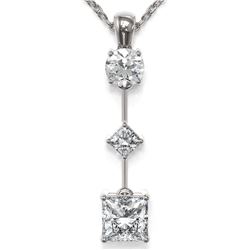 1.16 ctw Princess Cut Diamond Necklace 18K White Gold - REF-163H3R