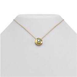 0.52 ctw Intense Blue Diamond Necklace 18K Yellow Gold - REF-81F5M