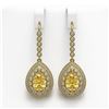 Image 1 : 8.15 ctw Canary Citrine & Diamond Victorian Earrings 14K Yellow Gold - REF-244W8H