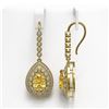 Image 2 : 8.15 ctw Canary Citrine & Diamond Victorian Earrings 14K Yellow Gold - REF-244W8H
