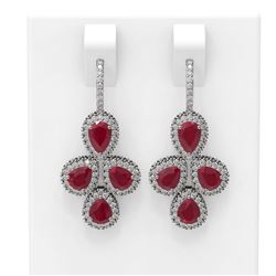 19.43 ctw Ruby & Diamond Earrings 18K White Gold - REF-359X3A