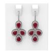Image 1 : 19.43 ctw Ruby & Diamond Earrings 18K White Gold - REF-359X3A