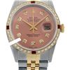 Image 1 : Rolex Men's Two Tone 14K Gold/SS, QuickSet, Diam Dial & Diam/Ruby Bezel - REF-557N7A