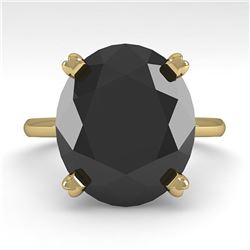 9.0 ctw Oval Black Diamond Engagment Designer Ring 18k Yellow Gold - REF-247A5N