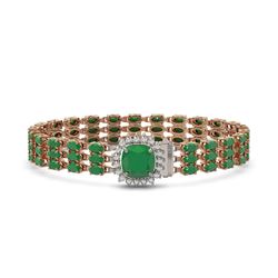 31.91 ctw Emerald & Diamond Bracelet 14K Rose Gold - REF-312A5N