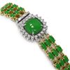 Image 2 : 20.93 ctw Jade & Diamond Bracelet 14K Yellow Gold - REF-281H8R