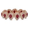 Image 1 : 56.04 ctw Certified Ruby & Diamond Victorian Bracelet 14K Rose Gold - REF-1520K8Y