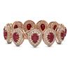 Image 2 : 56.04 ctw Certified Ruby & Diamond Victorian Bracelet 14K Rose Gold - REF-1520K8Y