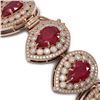 Image 3 : 56.04 ctw Certified Ruby & Diamond Victorian Bracelet 14K Rose Gold - REF-1520K8Y