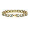 Image 2 : 11.02 ctw Aquamarine & Diamond Micro Pave Halo Bracelet 10k Yellow Gold - REF-309H3R