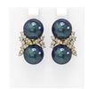 Image 1 : 0.96 ctw Diamond & Pearl Earrings 18K Yellow Gold - REF-124X5A