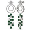 Image 2 : 11.72 ctw Emerald & Diamond Earrings 18K White Gold - REF-525R5K