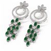 Image 3 : 11.72 ctw Emerald & Diamond Earrings 18K White Gold - REF-525R5K