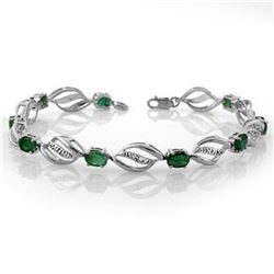 5.10 ctw Emerald & Diamond Bracelet 14k White Gold - REF-94G5W
