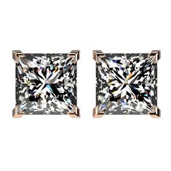 2.50 ctw VS/SI Quality Princess Diamond Stud Earrings 10k Rose Gold - REF-601H4R