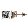 Image 2 : 2.50 ctw VS/SI Quality Princess Diamond Stud Earrings 10k Rose Gold - REF-601H4R