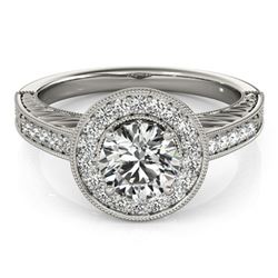 1.07 ctw Certified VS/SI Diamond Halo Ring 18k White Gold - REF-162H2R