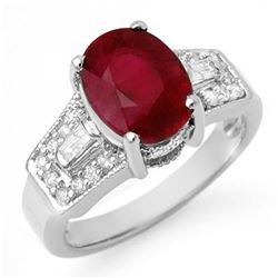 5.55 ctw Ruby & Diamond Ring 14k White Gold - REF-105W5H