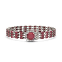 31.91 ctw Ruby & Diamond Bracelet 14K White Gold - REF-307K8Y