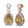 Image 2 : 2.4 ctw Canary Citrine & Diamond Earrings 18K Rose Gold - REF-129W5H