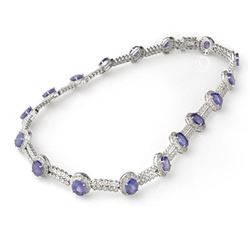 45.0 ctw Tanzanite & Diamond Necklace 18k White Gold - REF-1188R5K