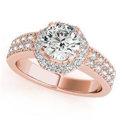 0.9 ctw Certified VS/SI Diamond Halo Ring 18k Rose Gold - REF-107M8G