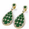 Image 3 : 27.47 ctw Emerald & Diamond Earrings 18K Yellow Gold - REF-700M2G