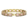 Image 2 : 22.81 ctw Morganite & Diamond Micro Pave Halo Bracelet 10k Yellow Gold - REF-569A6N