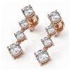 Image 1 : 3.78 ctw Cushion Diamond Earrings 18K Rose Gold - REF-587W2H
