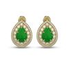 Image 1 : 7.74 ctw Jade & Diamond Victorian Earrings 14K Yellow Gold - REF-218X2A