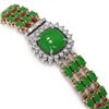 Image 2 : 20.93 ctw Jade & Diamond Bracelet 14K Rose Gold - REF-281G8W