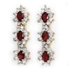 Image 1 : 5.63 ctw Ruby & Diamond Earrings 14k Yellow Gold - REF-141K8Y