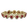Image 1 : 37.35 ctw Certified Ruby & Diamond Victorian Bracelet 14K Yellow Gold - REF-928A2N