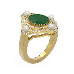 4.78 ctw Emerald & Diamond Ring 18K Yellow Gold - REF-161Y8X