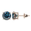 Image 2 : 2.05 ctw Certified Intense Blue Diamond Stud Earrings 10k Rose Gold - REF-181A6N