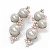 Image 3 : 2.43 ctw Diamond & Pearl Earrings 18K Rose Gold - REF-238F2M