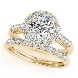 3.14 ctw Certified VS/SI Diamond 2pc Wedding Set Halo 14k Yellow Gold - REF-586A4N