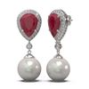Image 2 : 8.03 ctw Ruby & Diamond Earrings 18K White Gold - REF-254A5N