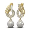 Image 2 : 4.21 ctw Diamond & Pearl Earrings 18K Yellow Gold - REF-378R2K