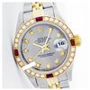 Image 1 : Rolex Men's Two Tone 14K Gold/SS, QuickSet, Diam Dial & Diam/Ruby Bezel - REF-557Y7X