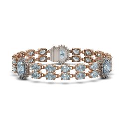 33.79 ctw Sky Topaz & Diamond Bracelet 14K Rose Gold - REF-225Y2X