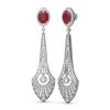 Image 2 : 9.69 ctw Ruby & Diamond Earrings 18K White Gold - REF-485N5F