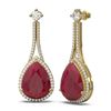 Image 2 : 23.35 ctw Ruby & Diamond Earrings 18K Yellow Gold - REF-709X3A